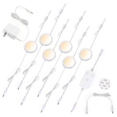 Imagem de BLESSINGLUX Kit de luzes LED de disco de 6 unidades, 2700-6000K Smart Round Under Cabinet Lighting com controle de aplicativo, compatível com Alexa, Google Assistant, para embaixo do balcão, cozinha