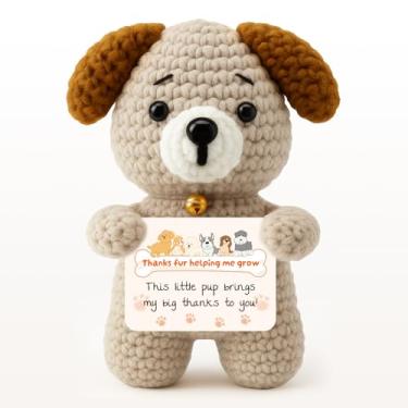 Imagem de XMW Handmade Positive Crochet Dog – Thoughtful Pug Gifts for Pug Lovers, Heartfelt Animal Keepsake with Message Card, Unique Dog Lovers Gift for Women & Men, Meaningful Token of Love & Gratitude