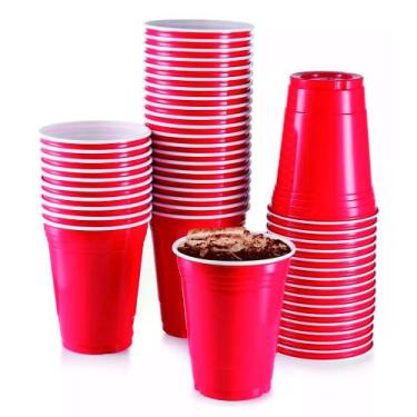 Imagem de Copo americano red cup beer pong descartável 25 un vermelho - Copaza