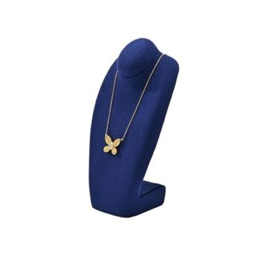 Imagem de YAYAOVP-24927 Expositor de joias para vender busto de microfibra suporte de exibição de joias colar adereços para colar leve loja de luxo suporte organizador de joias (azul)