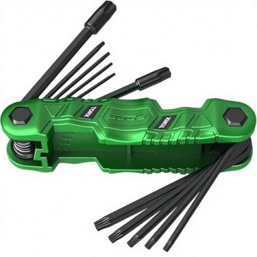 Imagem de Conjunto de chaves Torx dobráveis de 11 peças (T9–T55), conjunto de chaves estrela dobráveis resistentes, ferramenta compacta portátil para tiro com arco, reparo de bicicletas, móveis e manutenção