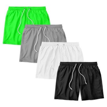 Imagem de Kit 4 Shorts Bermuda Masculino Tactel Liso Praia Academia-Masculino