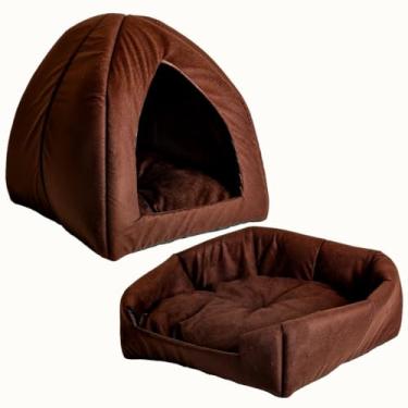 Imagem de Cama de Gato com Almofada Confortável Tatame para Yorkshire Shitzu e Semelhantes Toca Pet(Marrom)