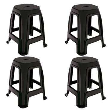 Imagem de Kit 4 Bancos Banqueta Banquinho de Plástico Reforçado Suporta Até 100kg