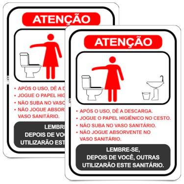 Imagem de Art7 Adesivos Placa para Banheiro Feminino, 15x20cm, PS 1mm, Branco e Vermelho, com Fita Dupla Face