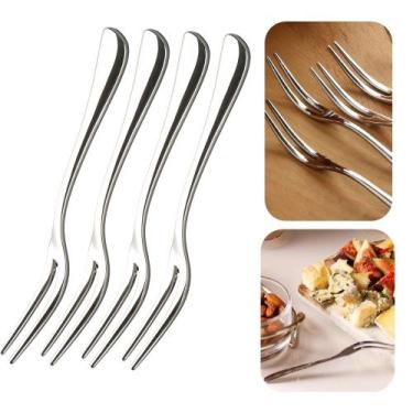 Imagem de Conjunto 4 Garfos de Aço Inox Prata para Aperitivo Petiscos Wolff