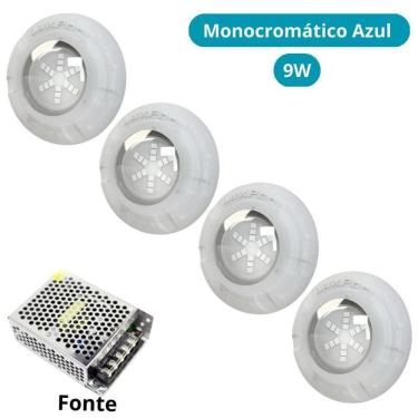 Imagem de Kit Iluminação Azul Piscina 64M 4 Leds Com Fonte Luxpool