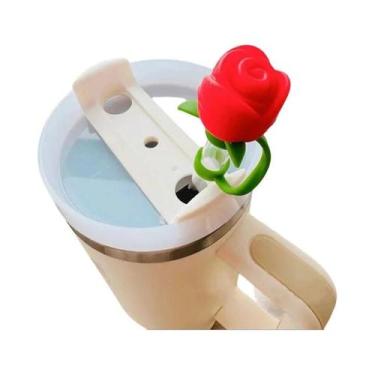 Imagem de Capa De Silicone Em Forma De Flor Rosa Para Canudo Stanley De 9-10mm, 