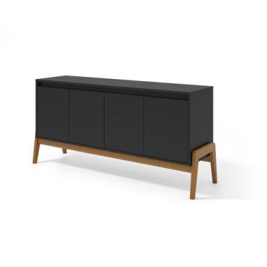 Imagem de Buffet Gales 4 portas - Casa Régia, Macadamia Natur/preto Fosco V2
