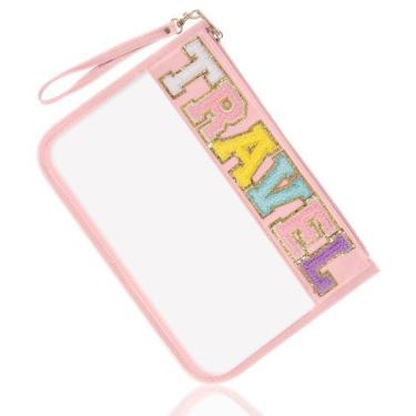 Imagem de Bolsa de viagem Clear Bag Chenille Letter Travel-pink - izuzta