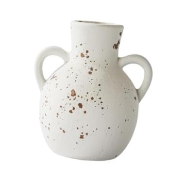 Imagem de IEUDNS Vaso de Cerâmica Rústico, Decoração de Exibição de Vaso, Suporte para Plantas, Vaso de Flores de Fazenda para Prateleira, Mesa, Entrada, Pla, Branco Marrom