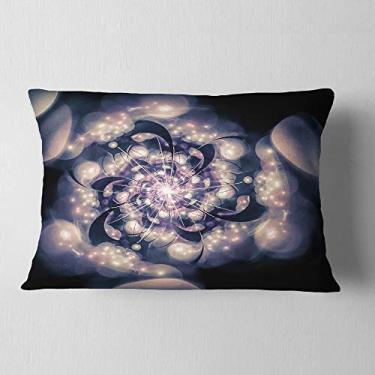 Imagem de Designart Flor fractal preta branca no escuro para sala de estar, sofá, almofada de alta qualidade + capa de almofada impressa em ambos os lados 30,5 x 50,8 cm