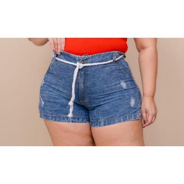 Imagem de Short feminino,  jeans claro, com cadarço 44 ao 52 - Menina rara 