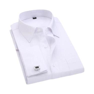 Imagem de Camisa Masculina Branca de Manga Comprida com Punho Francês - Tamanhos
