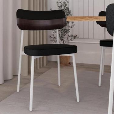 Imagem de Conjunto 4 Cadeiras de Jantar Alloa Tecido Mesclado Est.Branca - Metal