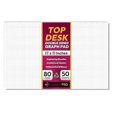 Imagem de CADMUSPRO Ledger Size Graph Pad, 1/4" Quad & Margin-Ruled Grid, 50 sheets per pad, 80GSM White Paper, Top Glue Binding. (1, White)