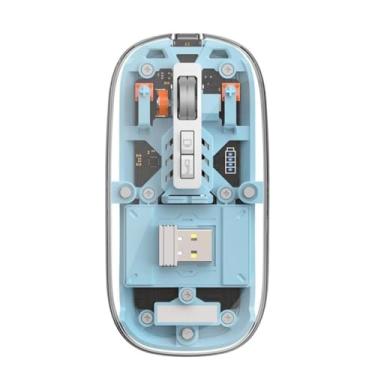 Imagem de WIWU Mouse Sem Fio Crystal Azul Transparente – Conexão Dual Bluetooth & 2.4G Design Compacto Moderno Corpo Plástico/Metal Precisão Suave Construção Durável e Resistente