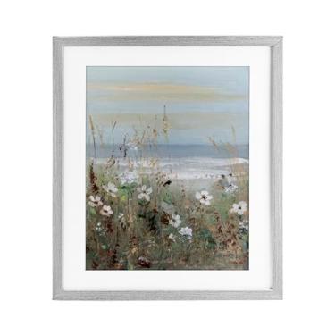 Imagem de Stupell Industries Pintura de flores silvestres litorais cinza impressão emoldurada sob vidro, design por Sally Swatland, 16 x 13