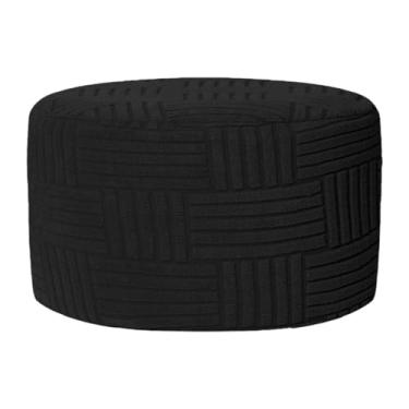 Imagem de AFXGUSD Capa Elástica Redonda para Pufe, Protetor de Móveis, Feita de Poliéster Flexível E Elastano. Protege Contra Líquidos E Mantém, Preto, Tamanho real
