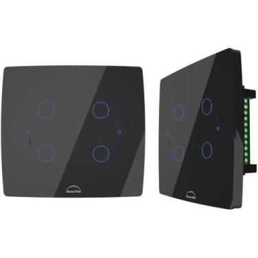 Imagem de Interruptor WiFi Touch Inteligente 4x4 4 Botões Alexa Preto - DOMETEK