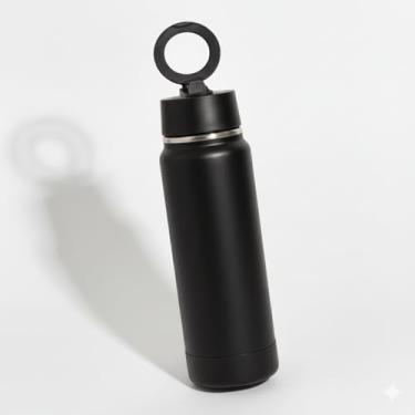 Imagem de Garrafa Térmica Esportiva de Aço Inox 800ml com Suporte Magnético para celular, Bico Retrátil e Isolamento a Vácuo - Ideal para a Academia, Escritório e dia a dia.