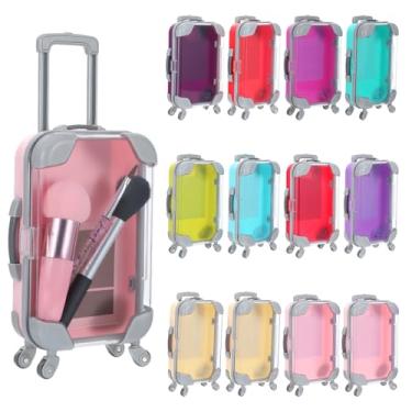 Imagem de Pacote com 12 mini malas, caixa de lembrancinha de festa, 17 x 9 x 5 cm, caixa de presente, 9 cores, caixas de armazenamento de bagagem de plástico para doces, maquiagem, joias, meninas, aniversário