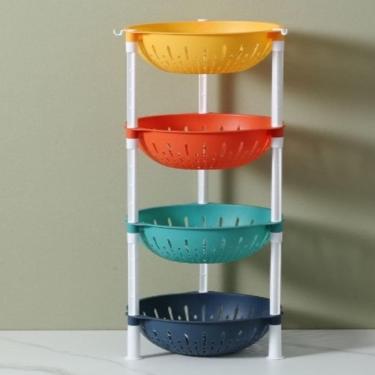 Imagem de Estante Colorida Organizador Infantil Chao Fruteira 4 Prateleiras Porta Brinquedos Cesto Roupas