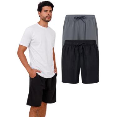 Imagem de Kit Com 2 Bermudas Esportivas Tactel Masculina - Colorido - Ast Store,