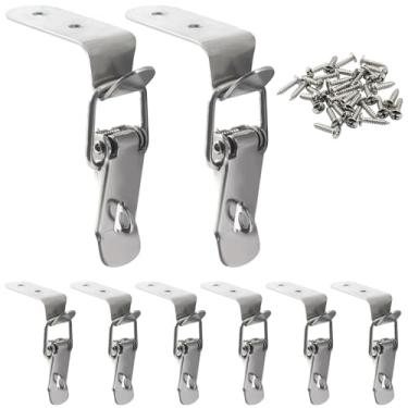 Imagem de Moicstiy 8 peças de travas de caixa de ferramentas de 90 graus, fechaduras de armário de aço inoxidável e ferrolhos de porta-malas, completo com fivela de fecho e parafusos para reboque, armário
