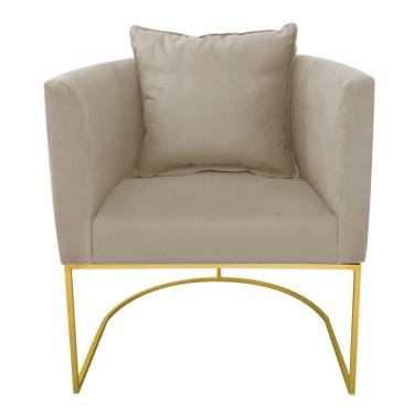 Imagem de Poltrona Paola Suede Marrom Rato Base Metálica Dourado