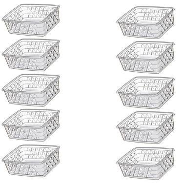 Imagem de Kit 10 Caixas Cesto Organizador Decorativo Multiuso Transp 1118 Uninjet