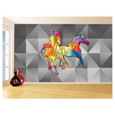 Imagem de Papel De Parede Animais Pop Art Cavalos Cores 3,5M Pxa380