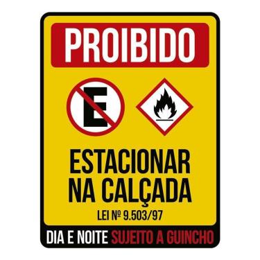 Imagem de Placa Proibido Estacionar Na Calçada Dia E Noite 36X46