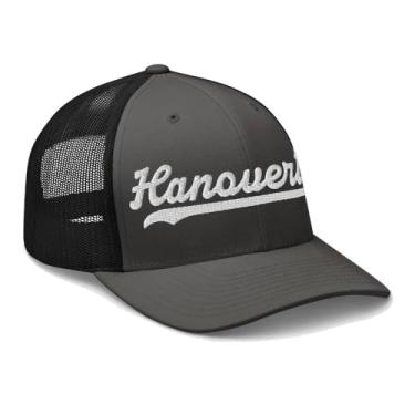 Imagem de Chapéu Hanoverton Hanoverton Boné de caminhoneiro boné bordado com escrita escrita vintage malha esportiva Swoosh presente lembrança Headwear OH, Carvão/Preto, tamanho �nico