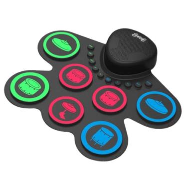 Imagem de harayaa Kit de bateria eletrônica roll-up com baquetas, lembrancinhas para festa, instrumento de percussão eletrônico prático com entrada para fone de ouvido