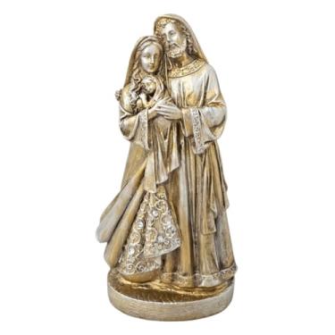 Imagem de Imagem Decorativa Sagrada Família de Gesso Dourado Decoração para Salas, Lares, Enfeite Decorativo de Luxo e Elegância