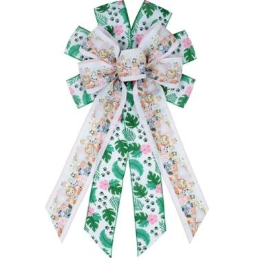 Imagem de YKW Grande arco de guirlanda de animais de safári, decoração temática de zoológico tropical de 53 cm com borda de arame para porta da frente, decoração de festa de boas-vindas, férias, ambientes