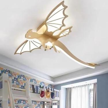 Imagem de Luminária de teto LED para quarto infantil, luminária de teto moderna regulável com controle remoto, design de dinossauro 3000K~6000K, luminária pendente para quarto de bebê, quarto, cozinha