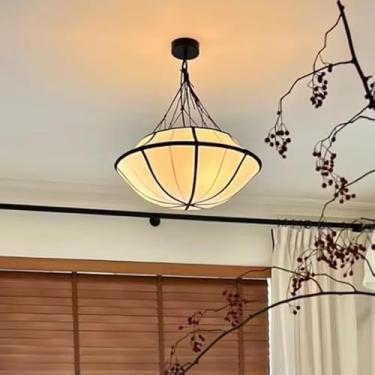 Imagem de Lustre minimalista americano moderno, tecido de arte, luz suspensa, decoração nórdica, luz pendente para casa