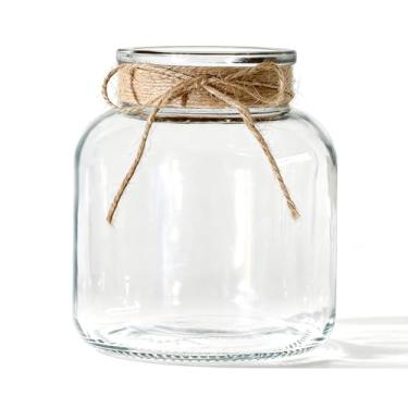 Imagem de Houmury Vasos de vidro transparente para centros de mesa, vaso grande de 15 cm com laços de barbante, decoração de casa para casamento, sala de estar, mesa de jantar, escritório (1)