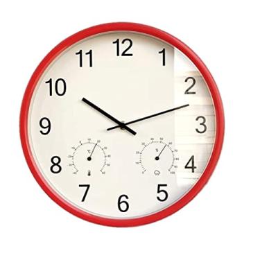 Imagem de XFNVXC Relógio de parede para quarto, simples, moderno, relógio de parede com termômetro, higrômetro, varredura, segundos, silencioso, redondo, sala de estar, quarto, escritório, relógio de quartzo