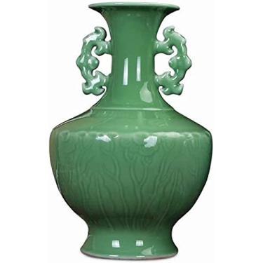 Imagem de Vaso de flores vaso de cerâmica estilo chinês ânfora vasos de porcelana azul e branco 33 centímetros grande decoração de mesa vaso de flores casa sala de estar decoração de casamento vaso de flores