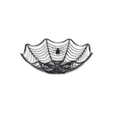 Imagem de Bandeja Halloween Teia de Aranha 27 cm – Plástico Resistente, Design Assustador e Sofisticado