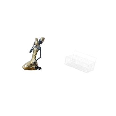 Imagem de Fenteer Estátua de Tribal Africana, Decoração de Mesa com Cestos Suspensos Na Parede E Prateleiras Flutuantes, Ornamento de Resina para Sala de Estudo