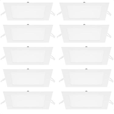 Imagem de Kit 10 Painel De Led Quadrado Embutir 12w Bivolt Taschibra 6500k Frio