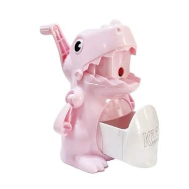 Imagem de Apontador de Mesa Manual Dinossauro Rosa com Base Antiderrapante Divertido e Prático para Crianças