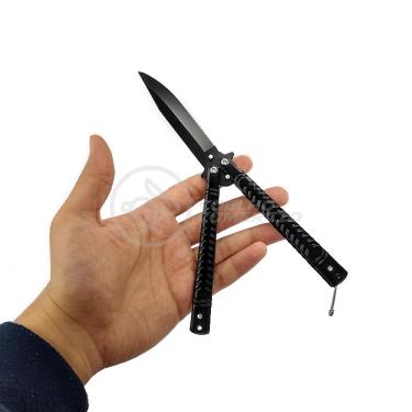 Imagem de Canivete Knife Black Butterfly Com Fio Manobras Preta Borboleta Dobrável De Aço Inoxidável