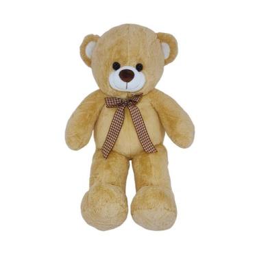 Imagem de Urso de Pelúcia Pernas Longas Fizzy Toys Bege 73cm com Laço Xadrez