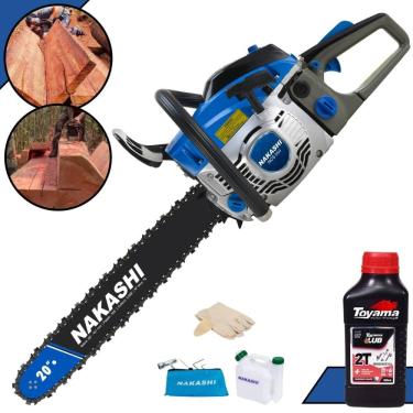 Imagem de Motosserra Profissional Nakashi NSC-550 À Gasolina Motor 2T 40 Cilindradas Profissional Com Sabre 20 Polegadas e Corrente 39 Dentes + ÓLEO TOYAMA 2T