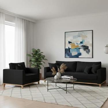 Imagem de Kit Sofá Living Beny 1,80m com Poltrona. - Leonardi, Preto